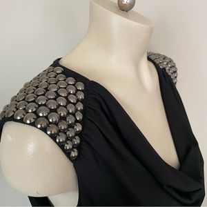 Sioni Studded Cowl Neck Sleeveless Blouse